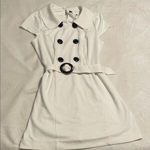 VENUS White Mini Dress with Black Accents